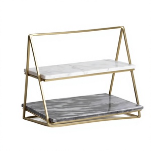 Marble Serving Tray with 2 Tier Wedding Tabletop Snacks and Cookies Display Stand Serving Food Tray for Dinning Decoration - Product Image 1