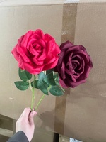 Offre Spéciale – Grande Rose Artificielle Faite Main en Soie de Haute Qualité, Couleur Bourgogne, pour Décoration de Mariage et Fêtes