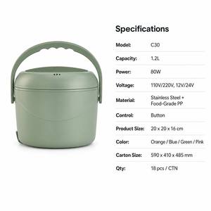 Lonchera Eléctrica de 80W, Calentador de Alimentos 2 en 1, Portátil para Auto, Camión, Hogar y Trabajo, a Prueba de Fugas, 1.2L, Acero Inoxidable 304, KL03003 - Product Image 3