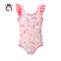 Maillot de bain une pièce pour bébés filles, imprimé personnalisé, en tissu élastique avec volants, sans manches, mignon, collection 2026