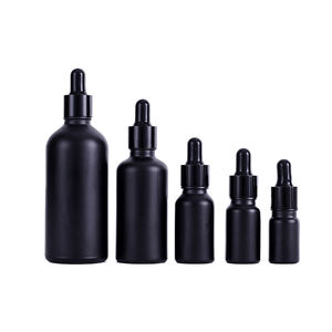 Nuevo Envase Cosmético Vacío de 10ml 15ml 20ml 30ml 50ml, Botella de Vidrio Negro Mate con Gotero para Aceites Esenciales - Product Image 1