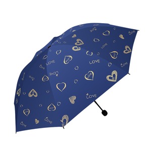 Paraguas Plegable <span class=keywords><strong>de</strong></span> 3 Secciones con Estampado <span class=keywords><strong>de</strong></span> Corazón Dorado, Protección UV, Revestimiento Negro, Personalizable con Logotipo, para Sol y Lluvia, Precio <span class=keywords><strong>de</strong></span> Fábrica al por Mayor - Product Image 4
