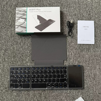 B089Tplus Tri-Fold Wireless Mini Portable Ultra-Slim Leather Case Stand Universal untuk Keyboard untuk Tablet Ponsel Merek