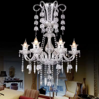 Lustre en cristal transparent de style européen moderne, éclairage suspendu LED simple pour chambre à coucher, salon, bar