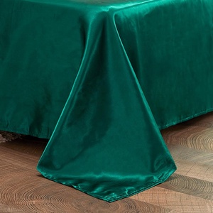 Parure de lit 4 pièces en satin de soie tissé, très grand lit, vert foncé, avec housse de couette et draps, haute qualité, toutes saisons, style européen - Product Image 4