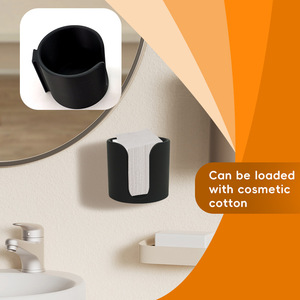 New Bathroom Storage Rack with Round Cotton Pad Holder, <b>Mirror</b> Mount, and Wall-Mounted Cotton Pad Box - Product Image 1