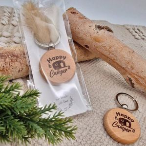 Porte-clés en bois gravé personnalisé Porte-clés mousqueton en cuir et métal avec logo Cadeau personnalisé - Product Image 5