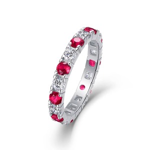 Anello in Argento 925 con Moissanite Stile Europeo e Americano, Gioiello da Donna con <span class=keywords><strong>Zaffiro</strong></span> <span class=keywords><strong>Rosso</strong></span> Verde Smeraldo in Argento Puro 925 - Product Image 2