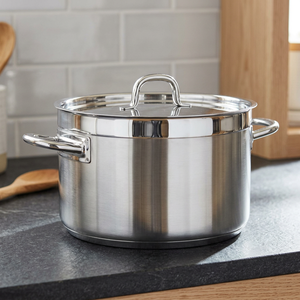 Stainless Steel Casserole <b>Pot</b> With Lid Round Durable Polished Exterior All Stove Compatible - Product Image 5