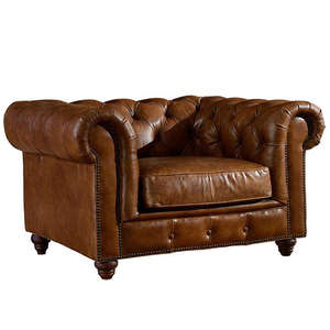 Juego de Sofás de Cuero Encerado Americano 1+<span class=keywords><strong>2</strong></span>+3, Estilo Moderno, Cuero Marrón, Relleno de Esponja, Duradero, Económico, Muebles para Sala de Estar/Apartamento - Product Image 5