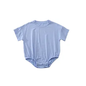 मोडल नरम गर्मियों Rompers बच्चे बहुरंगा ठोस रिक्त टी शर्ट बुलबुला Romper आरामदायक Romper बच्चे को कपड़े