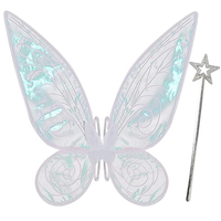 2 paires d'ailes de fée et baguette magique, ailes d'ange, baguette de fée pour femmes adultes, filles, fête, vacances, déguisement