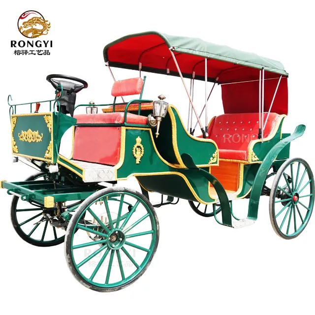 Tours Park Electric dark green European double-row Sightseeing White Horse Fairytale Victoria Carriage/ Horse Carriage