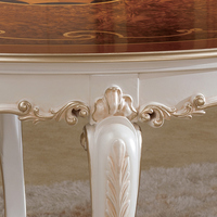 Table et chaises de salle à manger de style palais français de Versailles, combinaison en bois massif, meubles européens, table ronde de salle à manger sculptée à la main