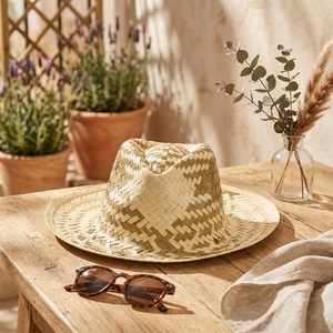 Chapeau de paille naturel personnalisé avec impression sous la visière – Sombrero de plage pour sauveteur et surfiste - Product Image 1