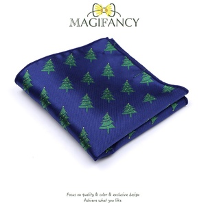 Mode chaud noël Jacquard <span class=keywords><strong>mouchoir</strong></span> 22cm <span class=keywords><strong>arbre</strong></span> cerf Polyester hommes poche carré smoking costume mariage fête accessoire cadeau - Product Image 3