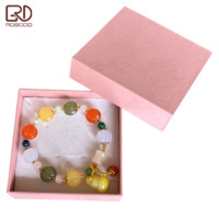 ROGOOD Boîte d'emballage rigide pour bijoux en papier texturé rose spécial pour bijoux de mode 90x90x30mm avec insert en mousse P2253