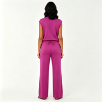 Conjunto de Dos Piezas para Mujer, Top sin Mangas y Pantalones Anchos de Cintura Alta, Estilo Casual, Holgado y Elástico para el Verano