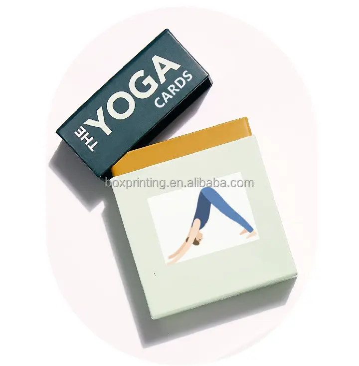 Drop Shipping Professional Exercise Study 52 Yoga Poses Graphic Design Plain Yoga Fitness Game Flash Deck Card For Women and Men