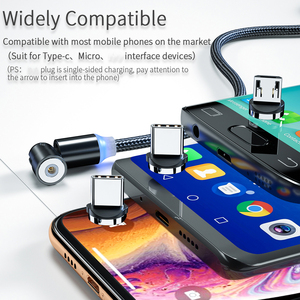 Cable Magnético de Carga Rápida con Cabezal Giratorio de 360/540 Grados, Cable Magnético USB Tipo C V8 con Trenzado de Nailon para iPhone - Product Image 1
