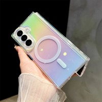 Casing Magnetik Laser Pelangi Aurora Gradien untuk Samsung Galaxy Z Fold 7 6 5 4 3 ZFlip 7 6 5 4 3 Penutup Berwarna Transparan