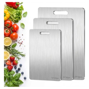 เขียงสแตนเลส ขนาด 15x24 ซม. 20x30 ซม. 28x39 ซม. ชุดสำหรับเตรียมอาหารในครัว - Product Image 1