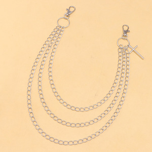 สร้อยคาดเอวผู้ชาย จี้รูปกางเขน โลหะผสมสังกะสี สามชั้น สไตล์ฮิปฮอป เครื่องประดับเต้นสตรีทแดนซ์ ใช้ได้ทุกวัน - Product Image 2