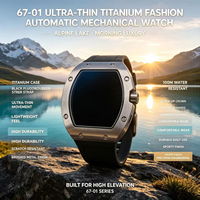 Montre pour homme de luxe haut de gamme avec boîtier en alliage de titane personnalisé 6701, montre sport automatique mécanique étanche avec verre saphir
