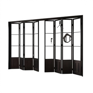 <span class=keywords><strong>Porte</strong></span> <span class=keywords><strong>pliante</strong></span> en aluminium EOKO à 8 panneaux, à grande ouverture, pour restaurant, devanture de magasin, style français, cadre noir, portes en verre pliantes - Product Image 1