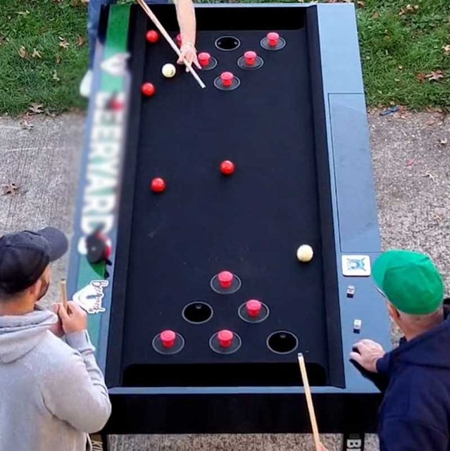 Slate Pool Table Beer Pong Billiards Interactive Party Game Arcade Machine Indoor Entertainment