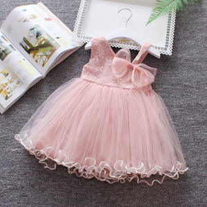 Vestidos Casuales de Verano para Niñas, Estilo Princesa, Ropa de Bebé con Decoración de Encaje, Estampado Sólido - Product Image 6