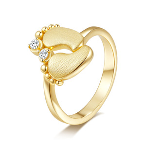 Anillo de pie pequeño unisex de plata de ley S925 con moissanita redonda cepillada estilo europeo-americano, engaste de púas, transfronterizo, nacional - Product Image 1