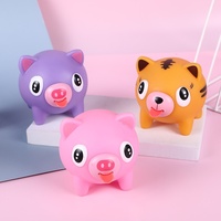 Jouet en peluche anti-stress en PVC qui sort la langue, sonore, lapin bleu et cochon rose, artisanat animalier, sensation en ligne populaire