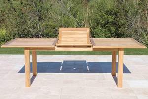 Table de salle à manger extensible Factory Garden avec chaises empilables, en teck massif, ensemble de meubles de salle à manger d'extérieur - Product Image 3