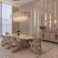 Furnistyle - Vente flash - Chaises de salle à manger en velours doré de luxe - Ensemble de table - Nouveauté - Meubles de salle à manger 8 places - Chaise de restaurant