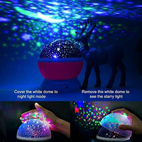 Projecteur d'étoiles rotatif à 360 degrés pour chambre romantique, 4 ampoules LED, 8 couleurs changeantes, projecteur de lumière nocturne pour bébé et enfant