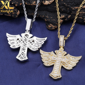 Hip Hop Jewelry Pass Diamond <b>Tester</b> 925 Sterling Silver VVS Moissanite Diamond Wing Design Cross Pendant for Men - Product Image 4