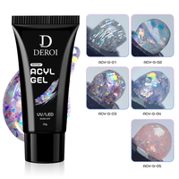 Fournisseur professionnel d'ongles Deroi paillettes acrylique constructeur Gel pour ongles Logo personnalisé Gel UV constructeur Extension pour Salon de manucure