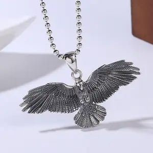 Retro Fine Hip Hop Jewelry Pendants Wings Charms for Necklace 925 Sterling Silver Eagle Pendant Men