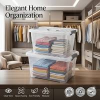 Boîtes de rangement en plastique avec couvercles, contenants durables pour la maison, boîte de rangement transparente avec fermoir, différentes tailles, organisateur ménager