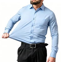 Kemeja Formal Twill Modern, Bahan Halus, Stretch Empat Arah, Lengan Panjang, Slim Fit, Polos, Kemeja Profesional