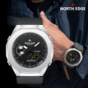 North EDGE ปรอทผู้ชายนาฬิกาจับเวลากันน้ำ50เมตรนาฬิกาโลกเวลา LED นาฬิกาข้อมือ reloj hombre สำหรับผู้ชาย - Product Image 6