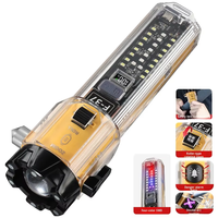 Marteau de sécurité JF multifonction rechargeable ultra-fin avec zoom optique, lampe torche puissante, brise-vitre 6-en-1 pour évasion en cas d'incendie