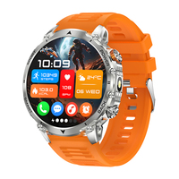 Montre connectée pour homme TKYUAN, écran LED de 1,7 pouce, lampe torche, appels Bluetooth, boussole pour les sports de plein air, surveillance de la santé, batterie de 1400 mAh, montre connectée
