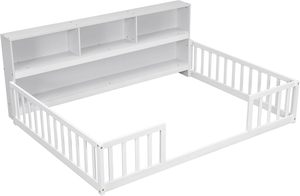 2025 Modern Pine Baby Playpen Durable Solid Wood White Toddler <strong>Bed</strong> with Playground <strong>Enclosure</strong> 100*200cm - Product Image 6
