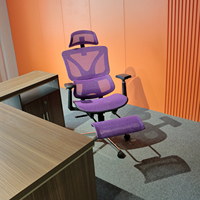 Chaise de bureau ergonomique en maille avec appui-tête et repose-pieds réglables, dossier haut, pivotante, pour la maison et le bureau