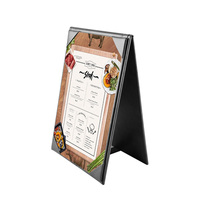 Porte-menus en cuir PU noir, porte-menus en cuir PU, porte-menus double face, porte-menus à cadre, porte-menus à deux côtés pour restaurant
