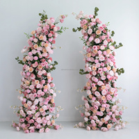 Arche de fleurs artificielles d'hortensias bordeaux, arrangement floral artificiel mixte d'hortensias rouges et d'orchidées pour cérémonie de demande en mariage
