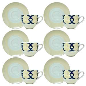 Elegante e raffinato Set di 6 tazze di caffè in porcellana di papavero con piattini Vintage e di lusso stile di Design europeo per alberghi - Product Image 1