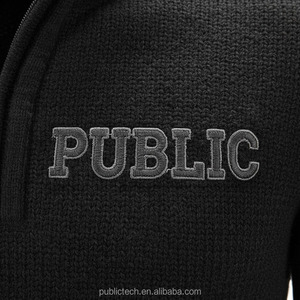 Pull à col montant en tricot chaud décontracté d'hiver pour homme, à manches longues, anti-froissement, avec fermeture éclair sur le devant, OEM/ODM - Product Image 3